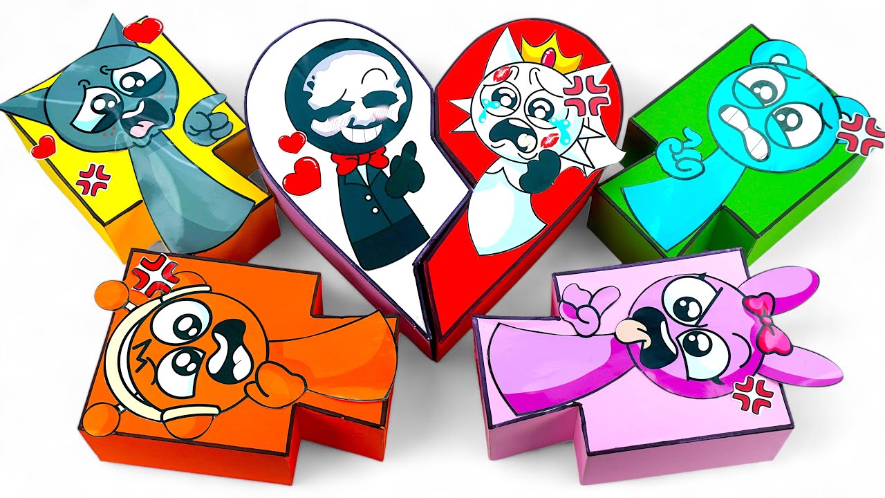✨Paper DIY✨Colorful Heart & Puzzle Box Surprise 🎁 | Cartoon Characters & Fun Emotions 🌈✨ ASMR