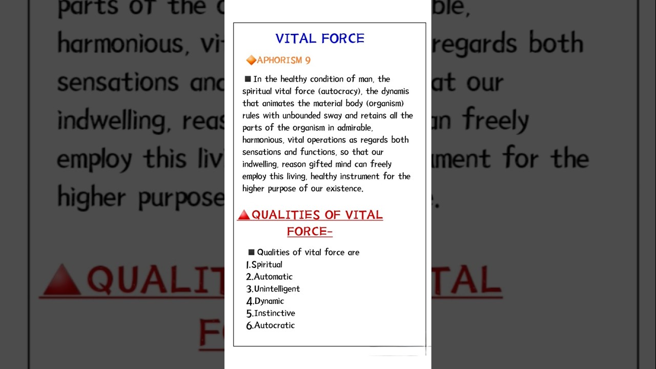 VITAL FORCE PROPERTIES, VITAL FORCE IN HEALTH, DISEASE ,CURE ,DEATH..🎯10 MARKS 