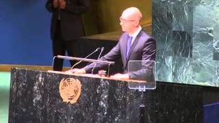 Prime Minister of Ukraine Arseniy Yatsenyuk September 24 2014 United Nations speech meeting