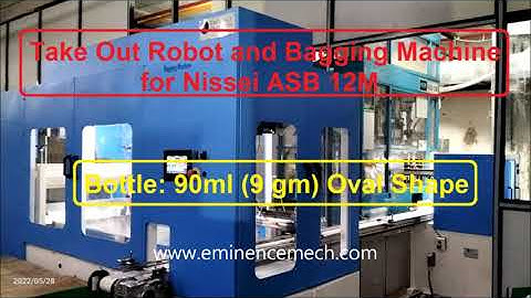 90ml Ovel PET Bottles 6 cavity Nissai ASB 12M Takeout Robot and Collecting or Bagging Machine Manufa