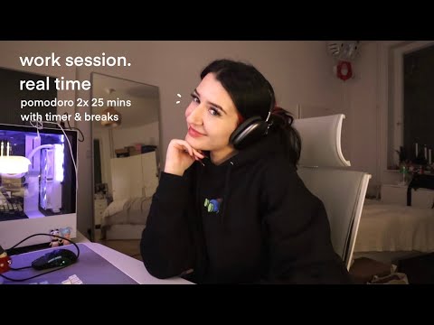 late night real time work with me: typing asmr, no music | pomodoro 25/5 mins (w/ breaks & timer)