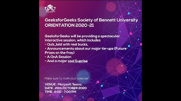 GeeksforGeeks Society of Bennett University Orientation 2020 | Bennett University