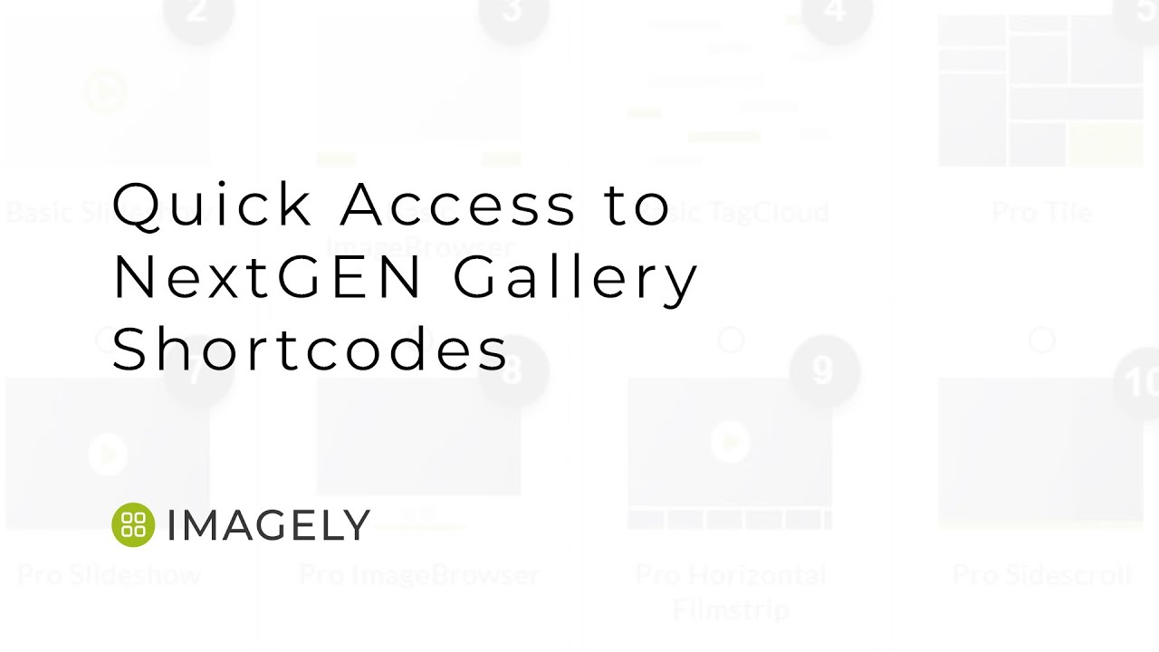 Quick Access to NextGEN Gallery Shortcodes - YouTube