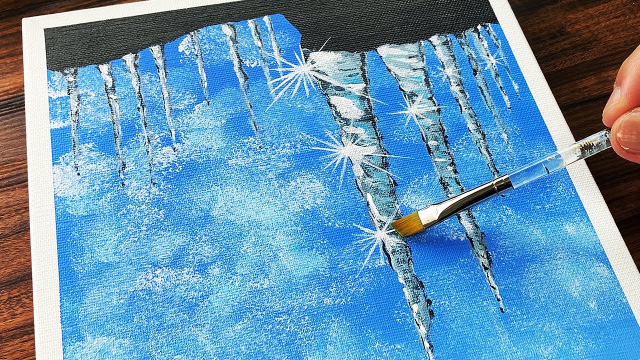 アクリル絵の具で 氷柱 の描き方 初心者のためのアクリル画 Asmr 2 Youtube