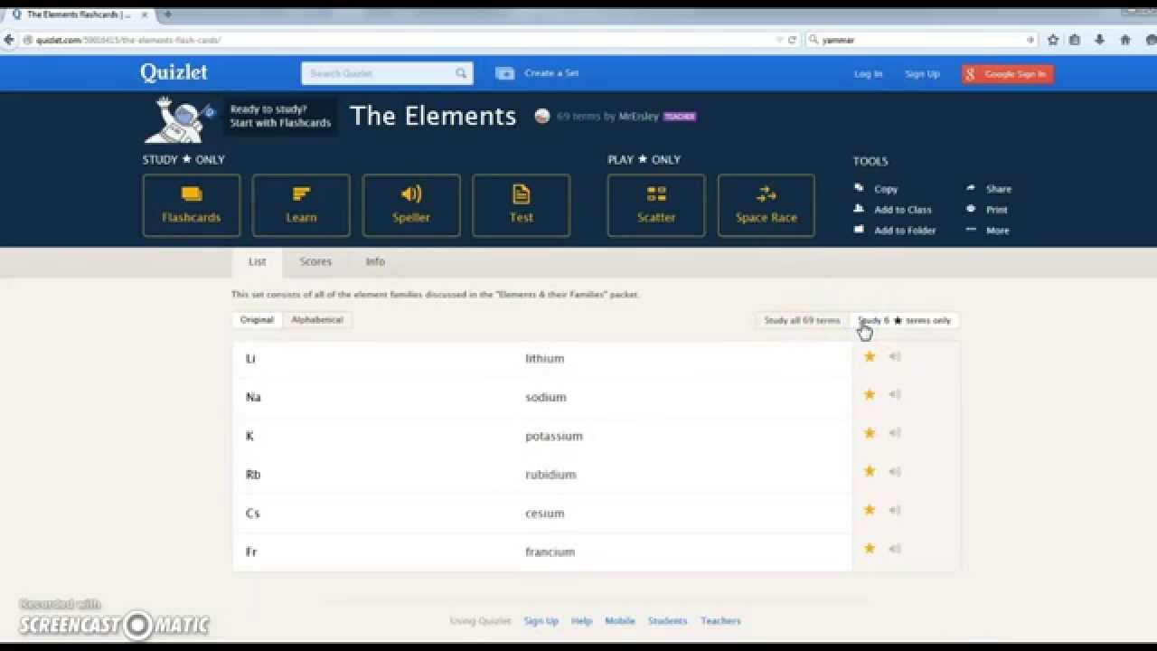 Using Quizlet (EisleyChem) YouTube