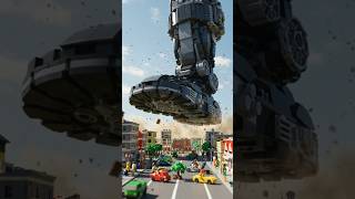 Lego Giant Foot Destroys Tiny City Epic Slow Motion Smash