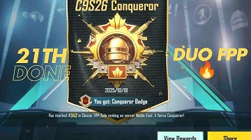21 Paid Conqueror DONE In DUO FPP ✅ C9S26 | Conqueror Animation Status | Conqueror Push| 4K