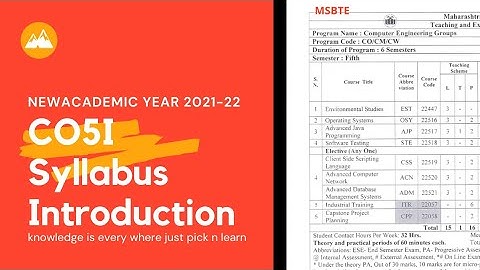 MSBTE Diploma in Computer Engineering | 5th Semester Syllabus Introduction | Intelity