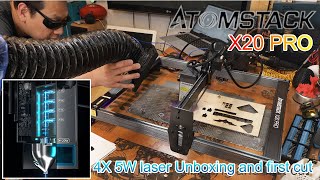 Famous Atomstack X20 Pro 130W Quad Laser Unboxing and first cut by Benson Chik Wealth