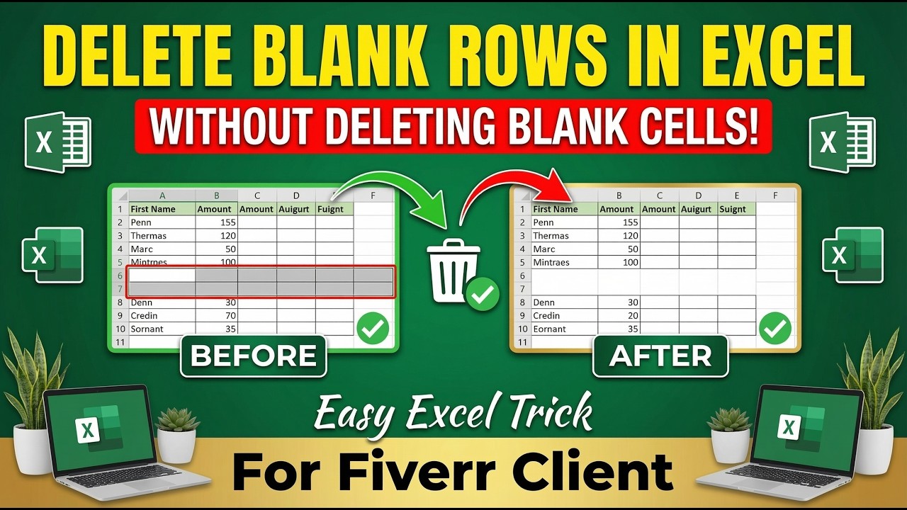 How to Delete Blank Rows in Excel Without Deleting Blank Cells | Easy ...