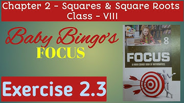 Exercise 2.3 Fully solved and explained || Squares and Square roots || Baby Bingo Focus || Class 8