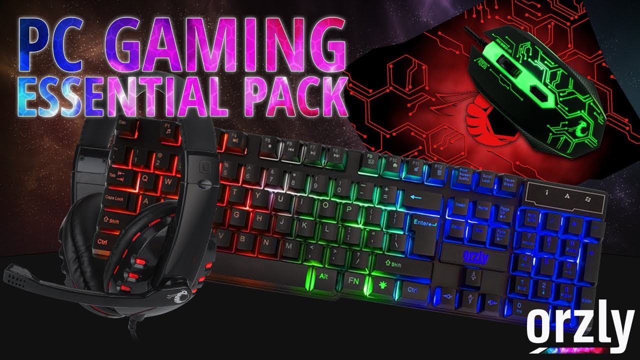 Gaming PC mouse and Keyboard bundle with gaming headset by Orzly