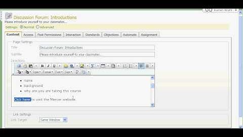 WYSIWYG Editor in ANGEL - Creating a Link