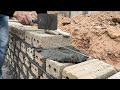 Amazing Brick Wall Construction | Perfect Straight Masonry Foundation Work