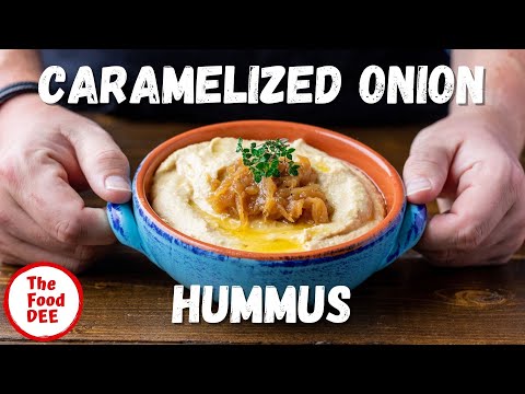 The Best Hummus Recipe with Caramelized Onions Using A Vitamix Food Processor Attachment