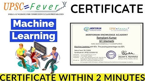 UPSC FEVER Certificate | Machine Learning | Free Quiz Certificate | Get Certificate Within 2 Min