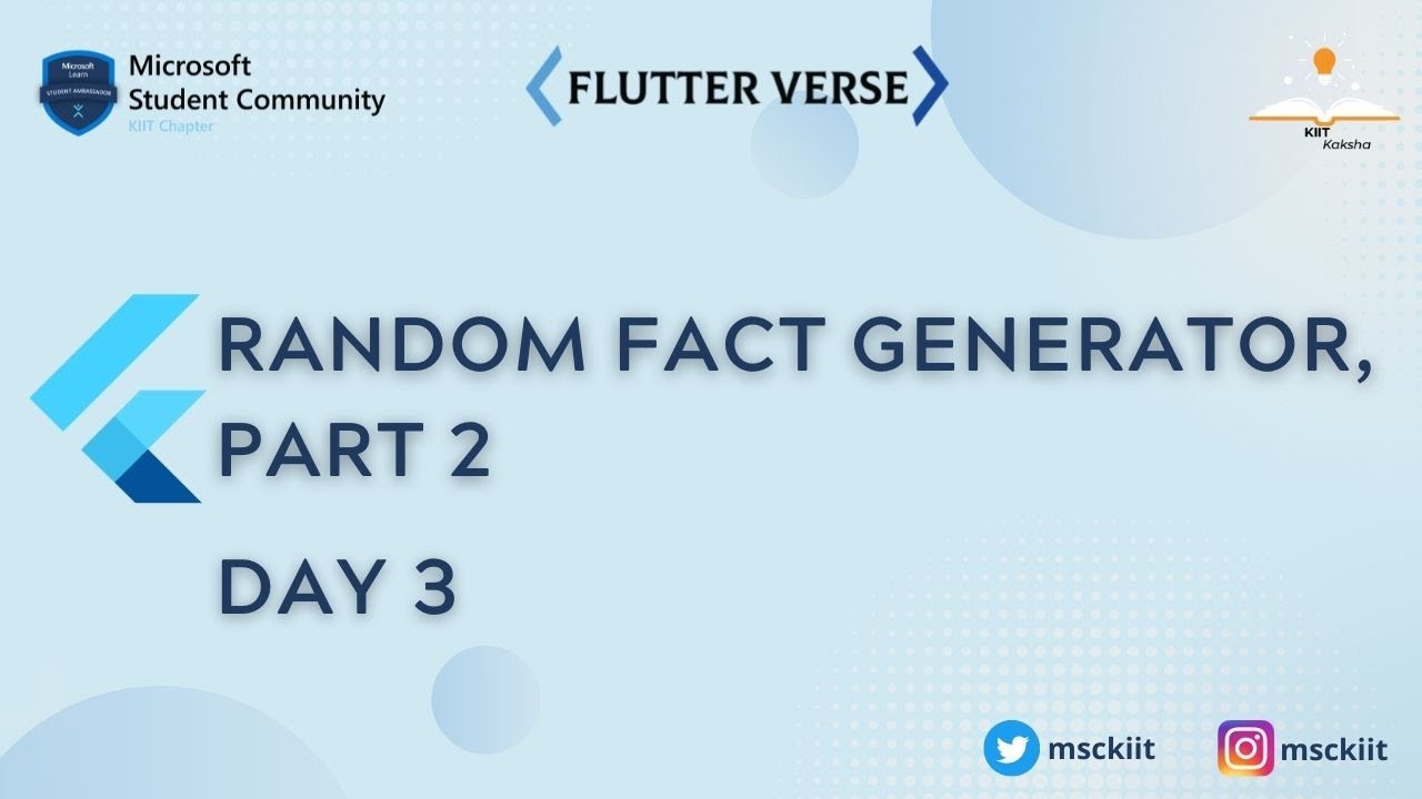 Random Fact Generator App, Part 2 | FlutterVerse by MSC KIIT | Day 3 YouTube