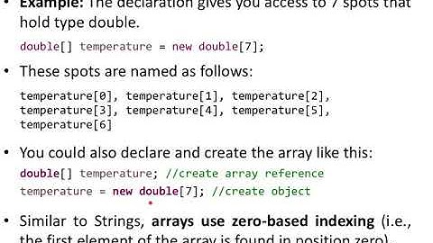 Vanderbilt CS1101 Lecture 9.1 Arrays