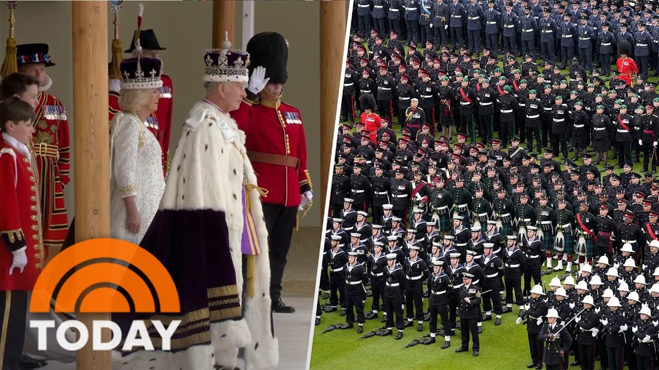 Watch 4,000 troops salute King Charles III at Buckingham Palace