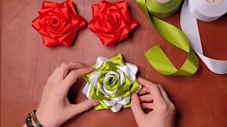 Making a rose with fabric ribbon  tutorial in an easy and practical way