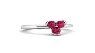 Famous Three-Stone Flower Ruby Engagement Ring (0.48 CTW) Profile