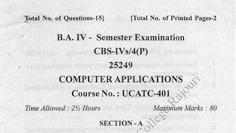 BA BSC 4th Semester Computer application question paper 2021 | JK Informer