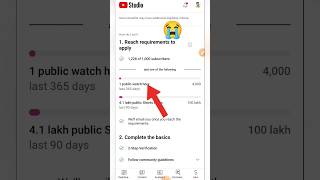 time not updated in monetization tab 😭||watch time not showing in yt studio screenshot 2