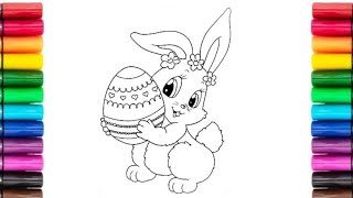 'Easter Rabbit with Egg Coloring for Kids | Fun Art Tutorial 🐇🌸🎨'