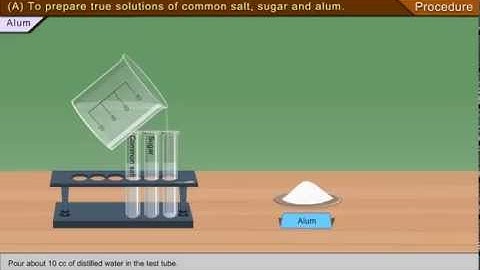 To prepare A. a true solution of common salt, sugar and alum