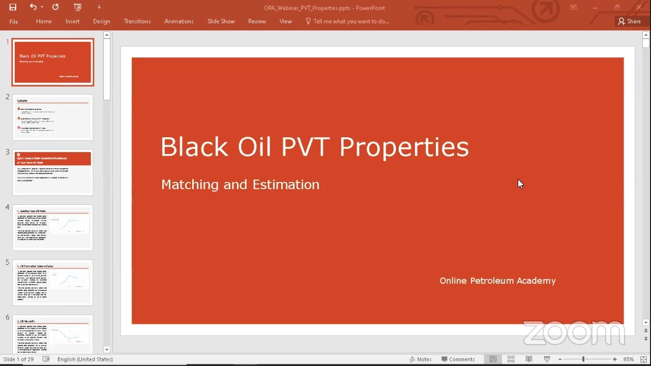 34th Free Webinar - Black Oil PVT Properties: Matching & Estimation
