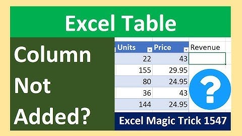Excel Table NOT Automatically Add New Column or Rows? Option Setting to Fix This. Magic Trick 1547