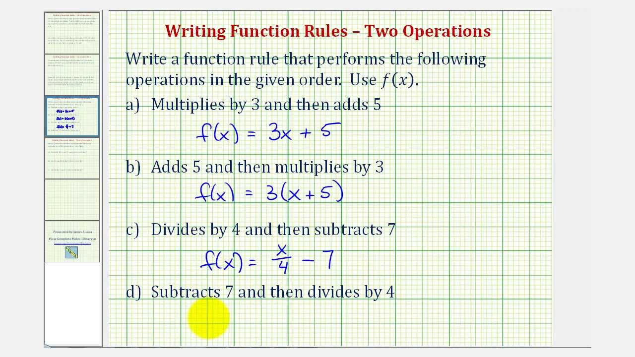 Ex: Writing Function Rules - Two Operations