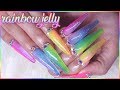 🌈JELLY GEL Rainbow Vertical Ombre Nails Design🌈