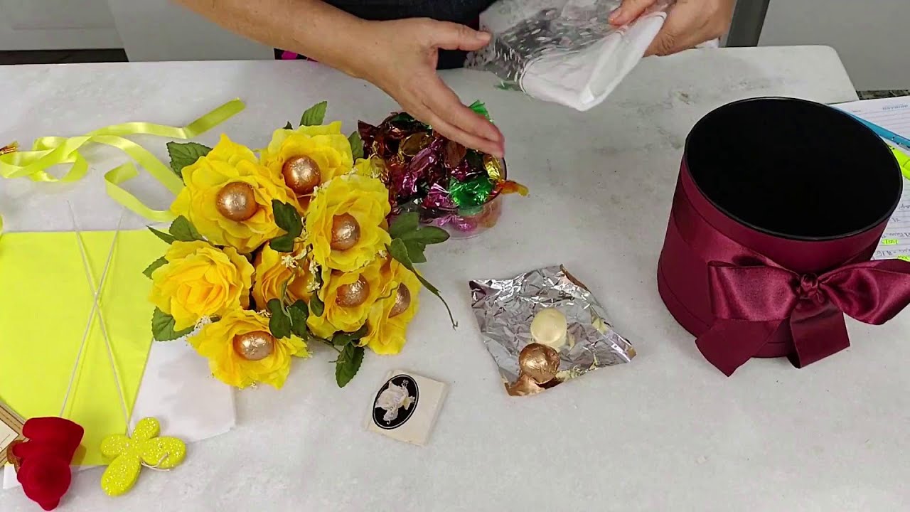 Buquê de Bombons no Cachepô para o Dia Das Mães e Namorados