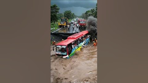Extreme Bus Rescue on Collapsing Bridge | Deadly River Flood Simulation | AI Cinematatic
