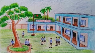 How to draw  School Scene Step by step (very easy) || Art video