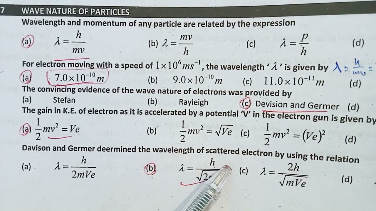 Wave Nature of Particles | Important Physics MCQs
