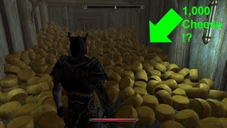 What Does Spawning 1,000 Cheese Wheels Look Like in Skyrim?