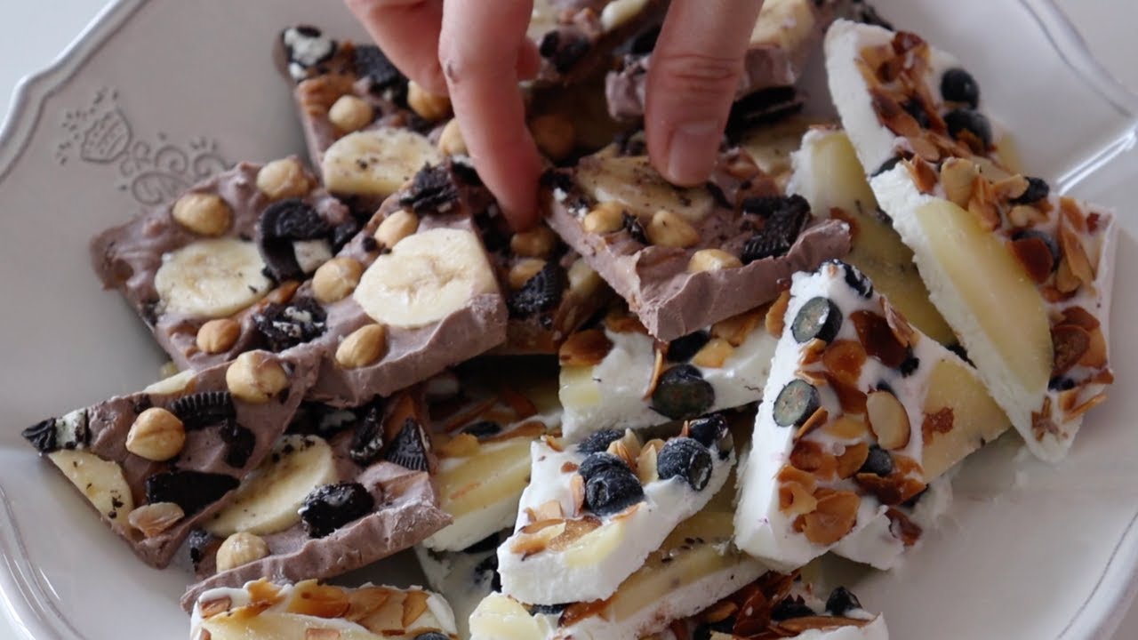 그릭요거트로 만드는 궁극의 여름간식 l 두가지 맛 그릭요거트 바크 (Two flavors of frozen yogurt bark