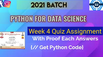 Python For Data Science Assignment Solution | Week 4 | NPTEL | SWAYAM |