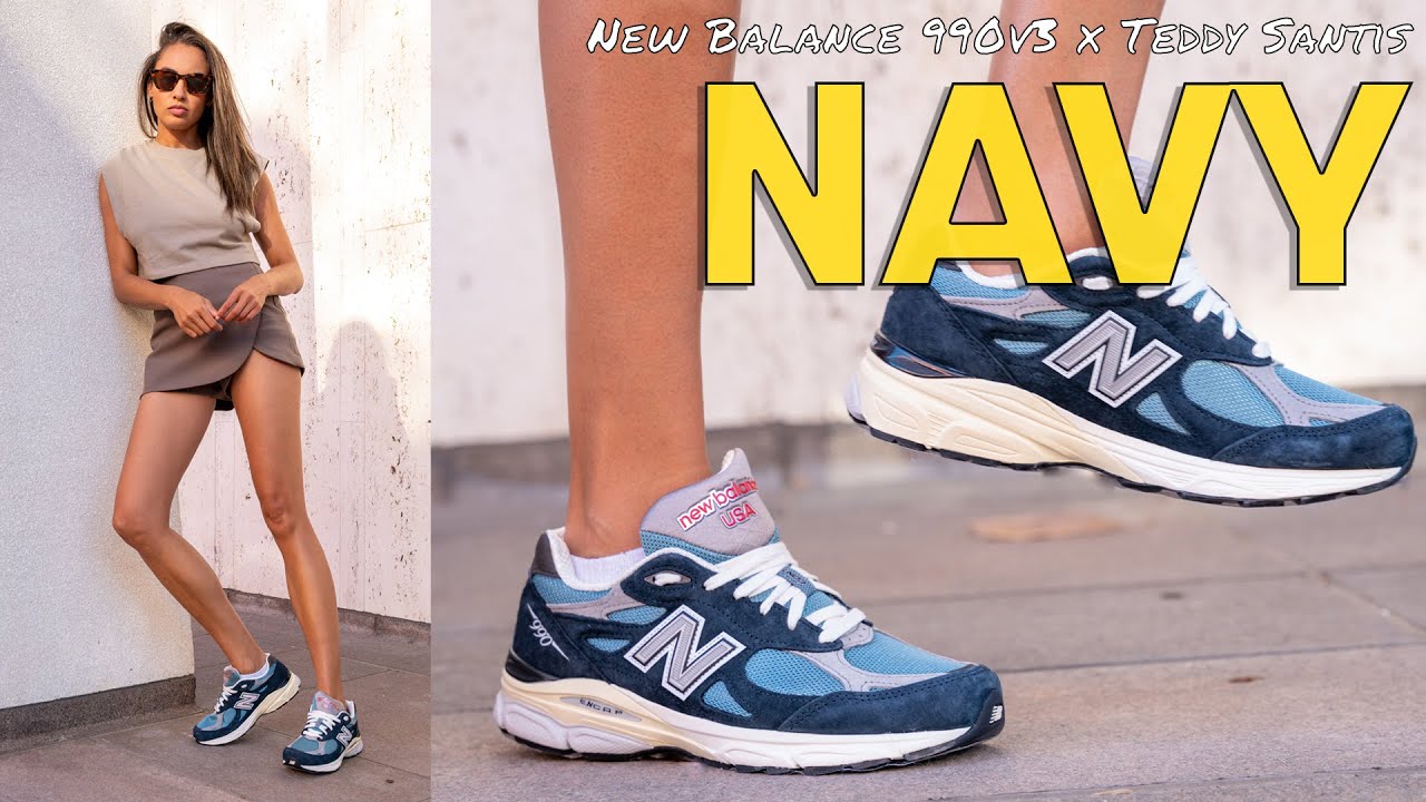 THE HERITAGE PAIR! New Balance 990v3 Made In Navy On Foot Review How to Style - YouTube