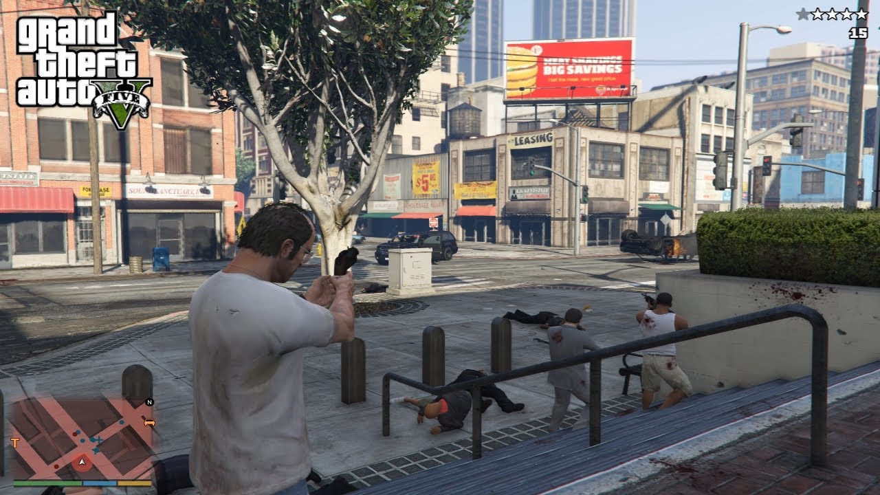 GTA 5 | Trevor , Michael & Franklin Police Station Shootout + Five Star ...
