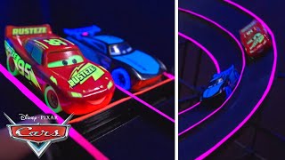 Lightning McQueen and Jackson Storm Challenge the Glowing Racetrack | Pixar Cars