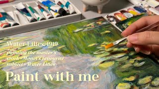 Claude Monet’s Water Lilies Acrylic Painting 🪷✨ | Paint with me | Master copy scenery art studies