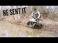 KID 4 WHEELER FULL SENDS INTO POND!!