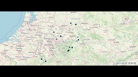 QGIS Time manager precipitation video (16.06.2017 - 16.07.2017)