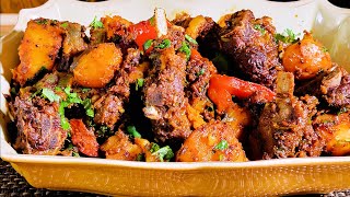 Kenyan Goat Platter  Goat Dry Fry With Potatoes And Peppers  Mbuzi Dry Na Viazi