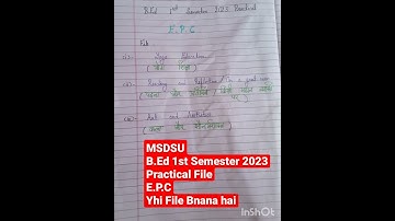 MSDSU#B.Ed 1st Semester 2023#EPC#Practical File yhi banana h#B.Ed2023#Rajputstudy#Shorts#Viral video