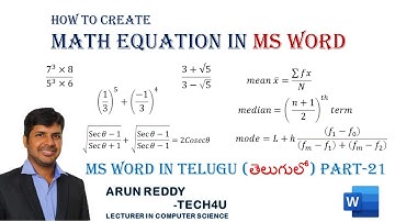 MS WORD TELUGU PART - 21| MATH EQUATION IN MS WORD TELUGU | HOW TO CREATE MATH EQUATIONS IN MS WORD|