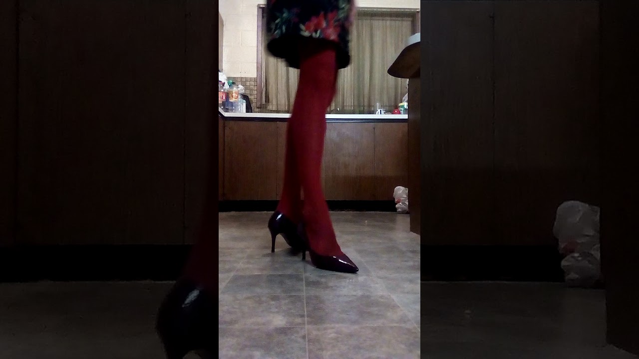 ASMR showing my heels dark red